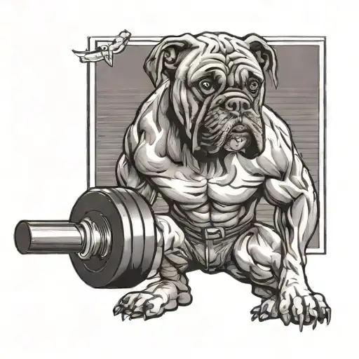 A Boxer Dog Lifting Weights In A Gym Setting