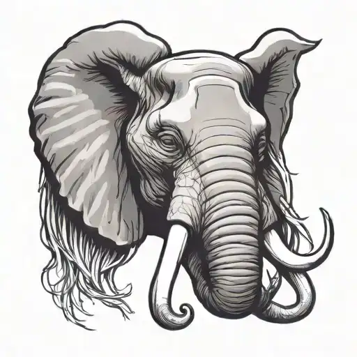 Elephant Head With Big Tusks