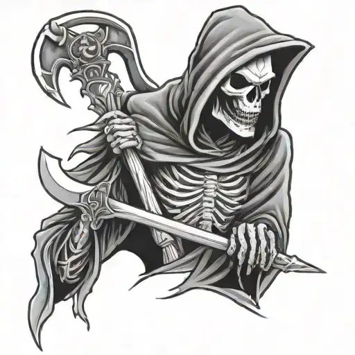 Grim Reaper With Axe With Two Blades