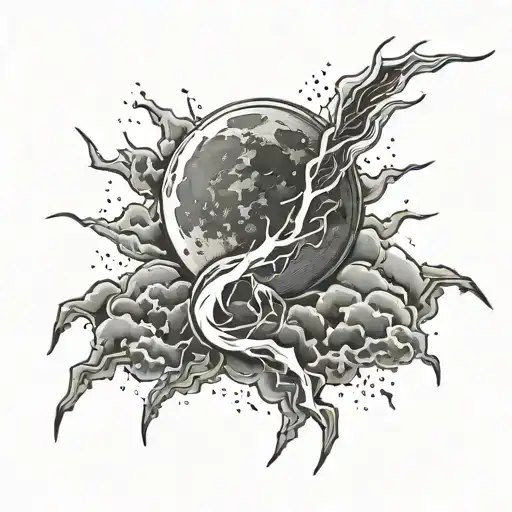 Moon And Lightning Bolt