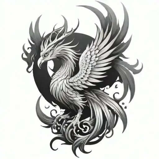 Phoenix Mix With Dragon To Be Placed On Breast And Sholder