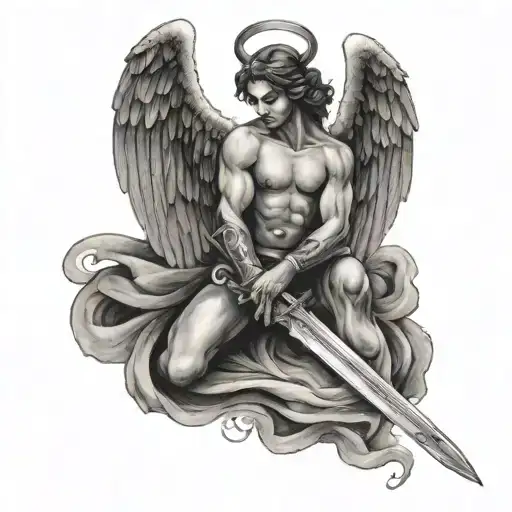 Angel With Sword And Number 27