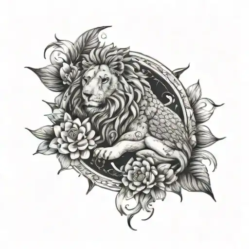 Marcus Aurellius Surrounded By Lion Owl Scales And Lotus Flowers