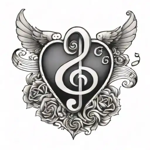 Initialstb With Heart And Music Note