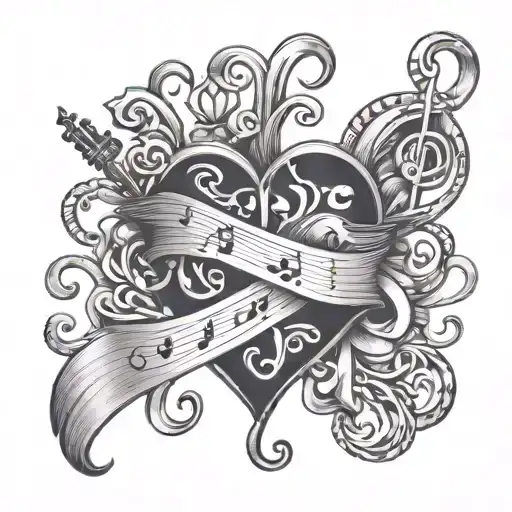 Initialstb With Heart And Music Note Made