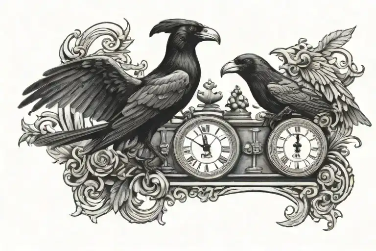 Chess Clock With Raven On Top