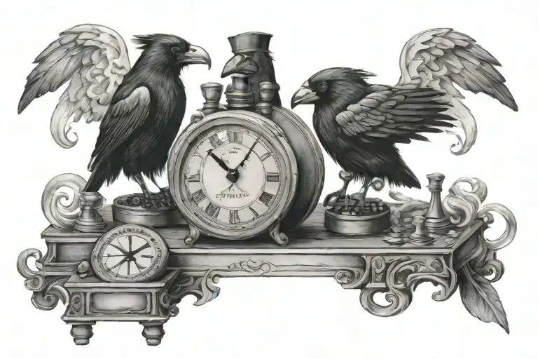 Chess Clock With Raven On Top