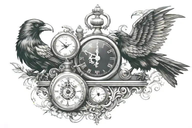 Chess Clock With Raven On Top