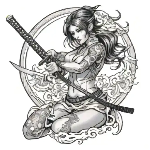 Nude Girl With Katana