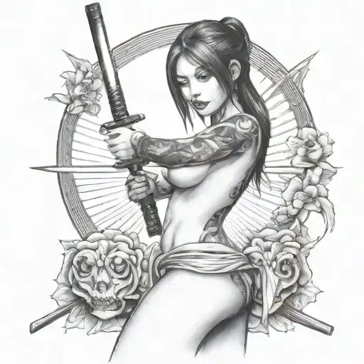 Nude Girl With Katana