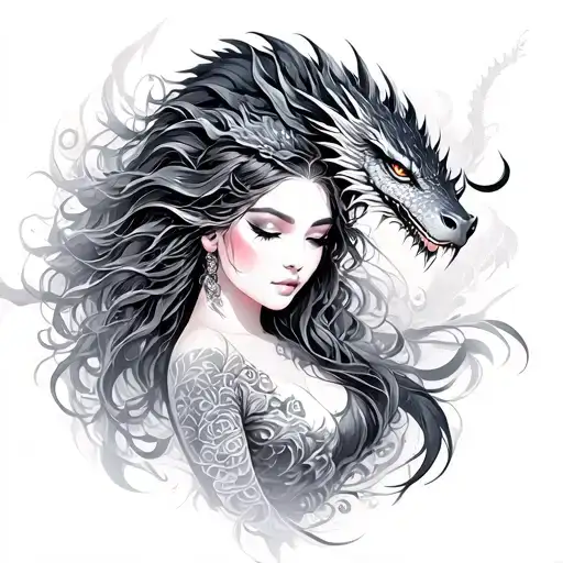 Women Samari With Dragon