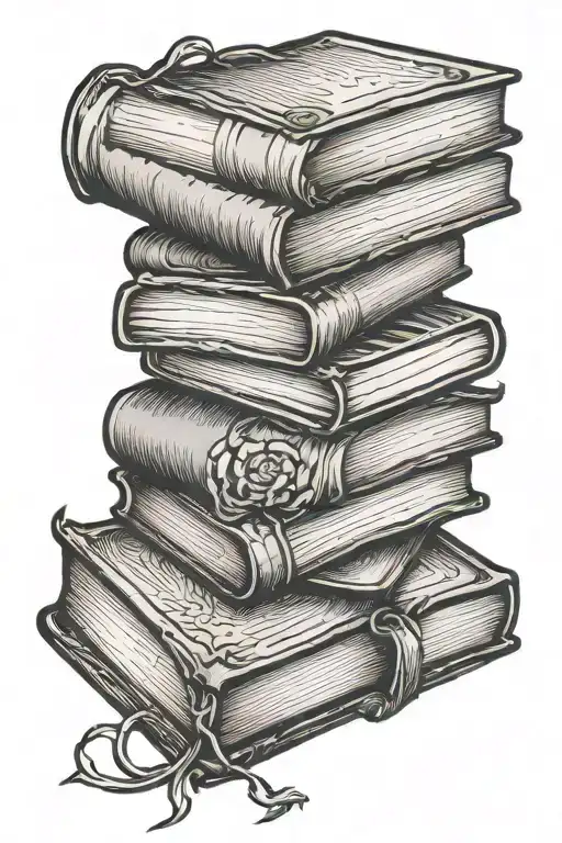 Woodcut Style Tattoo Of A Book