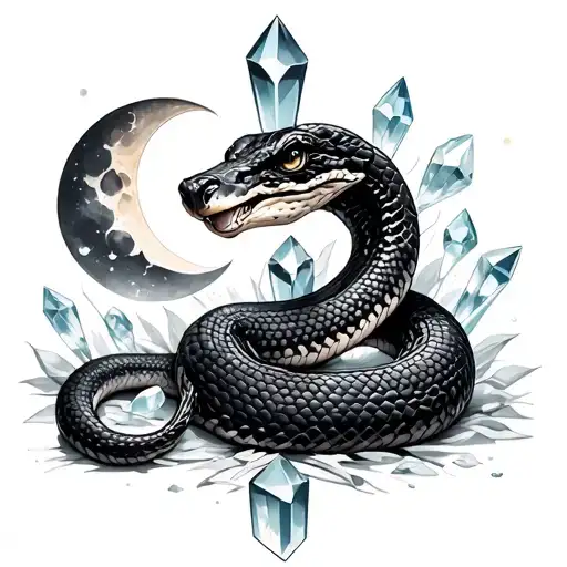 Snake And Crystals And Moons