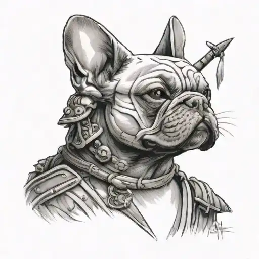 French Bulldog As Samurai In Neotraditional Style