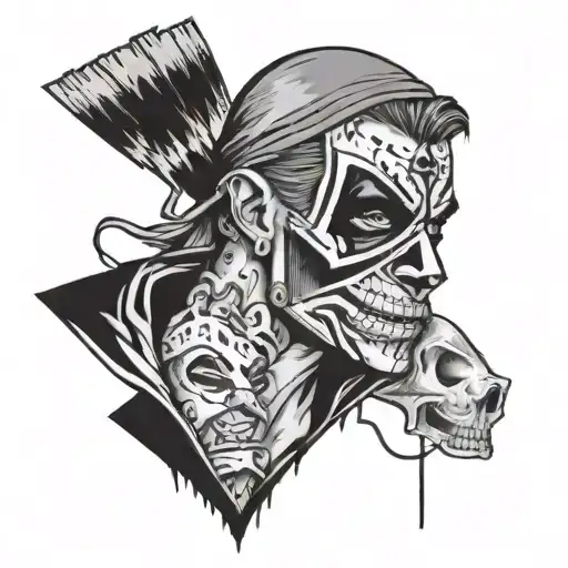 Roger With Caution Tape And Blood And Robber Mask And Broken Hearts