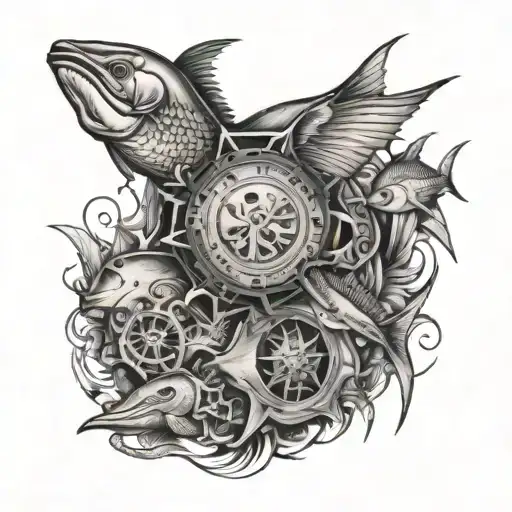 Design A Tattoo Incorporating Elements Of Punk Rock Music And Marine Life