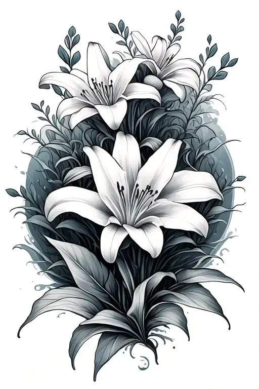 Seaweed Ocean Themed With Lily Flowers