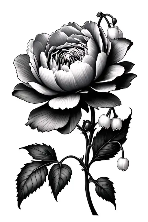 Peony Flower And Lily Of The Valley