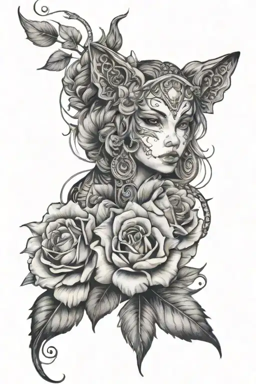 Alternative Women's Fine Line Tattoo Design