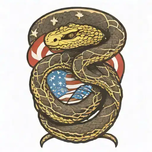 Don't Tread On Me Snake With American Flag Intertwined