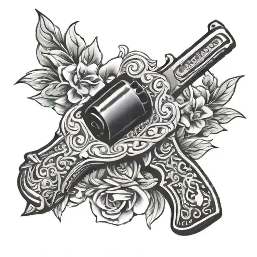 Gun Knife Western Flowers