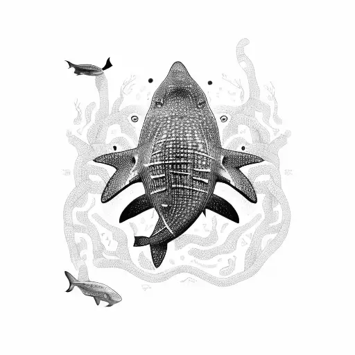 A Whale Shark With Intricate Circuitry Patterns Flowing Through Its Body