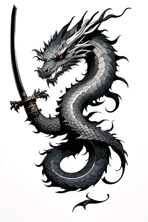 Katana With A Dragon Wrapped
