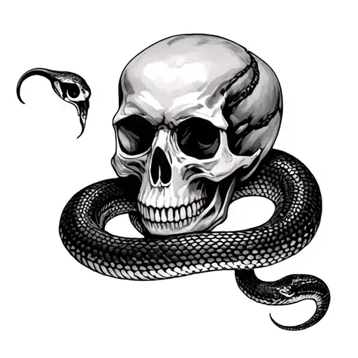 Skull And Snake Coiled