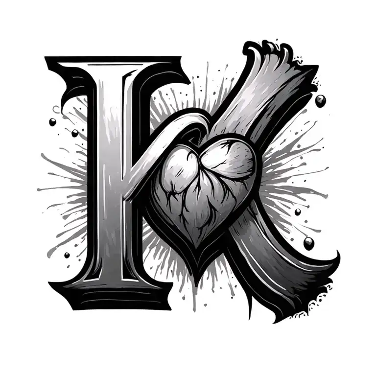T Heart K Letter
