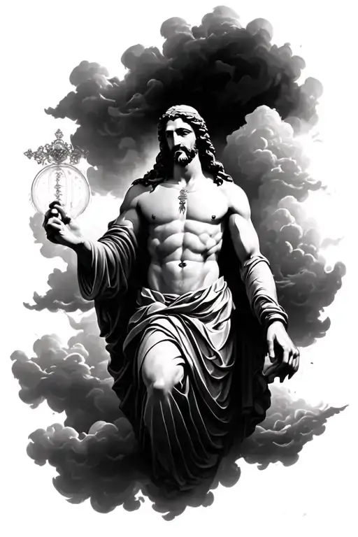 God Figure Surrounded With Cloud Background Also A Birth Day