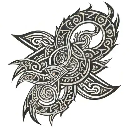 Tribal Line Patterns Intertwined