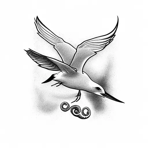 Arctic Tern And Octopus Made Up Of Symbols