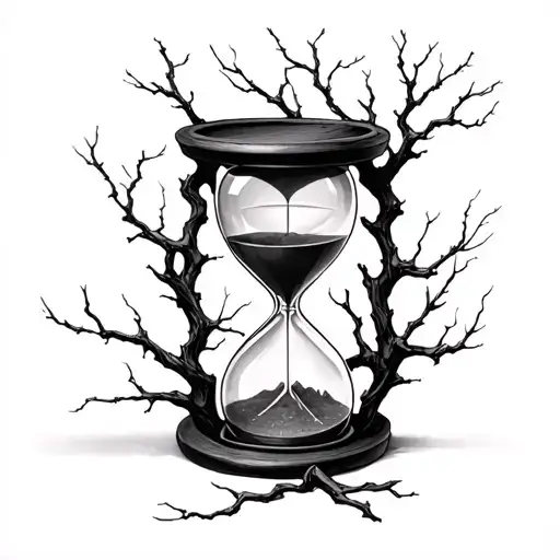 Hourglass With Qrapped Tree Branches