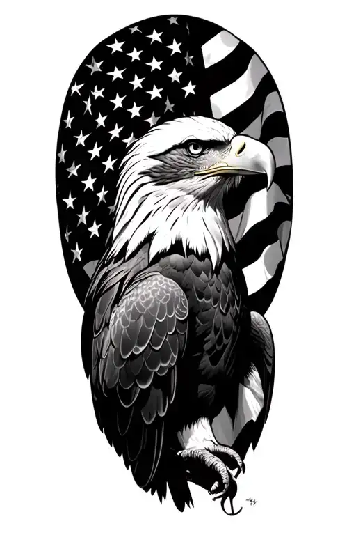 Bald Eagle With American Flag