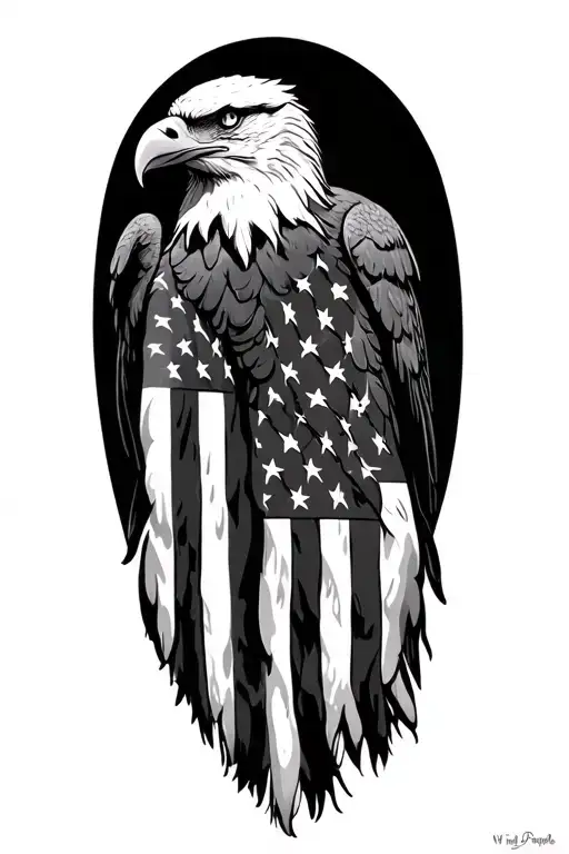 Bald Eagle With American Flag And We The People