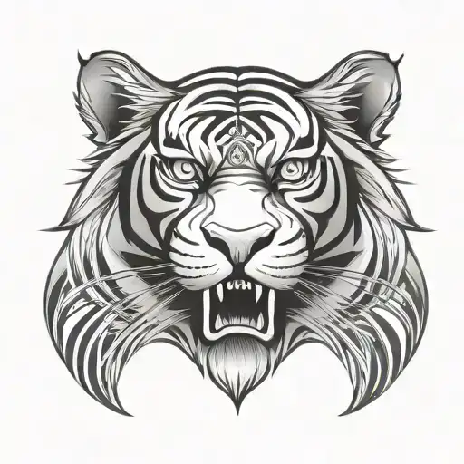 Polynesian Tribal Tiger Head