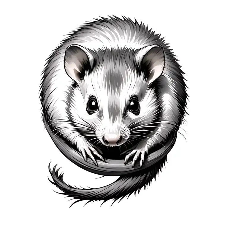 Possum Curled Up In A Ball
