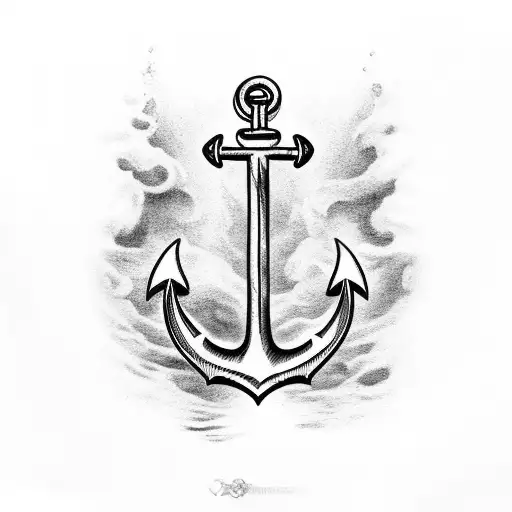 Sea Gull And A Anchor With Water