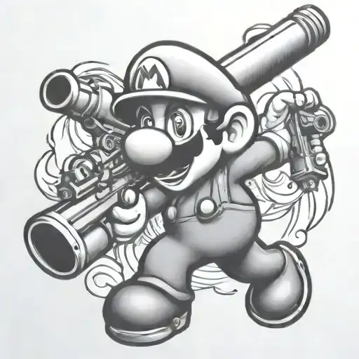 Mario Holding Rifle
