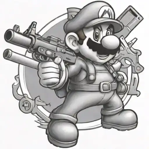 Mario Holding Rifle
