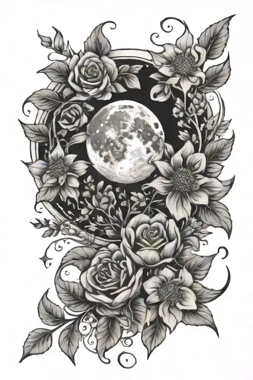 Moon And Flowers