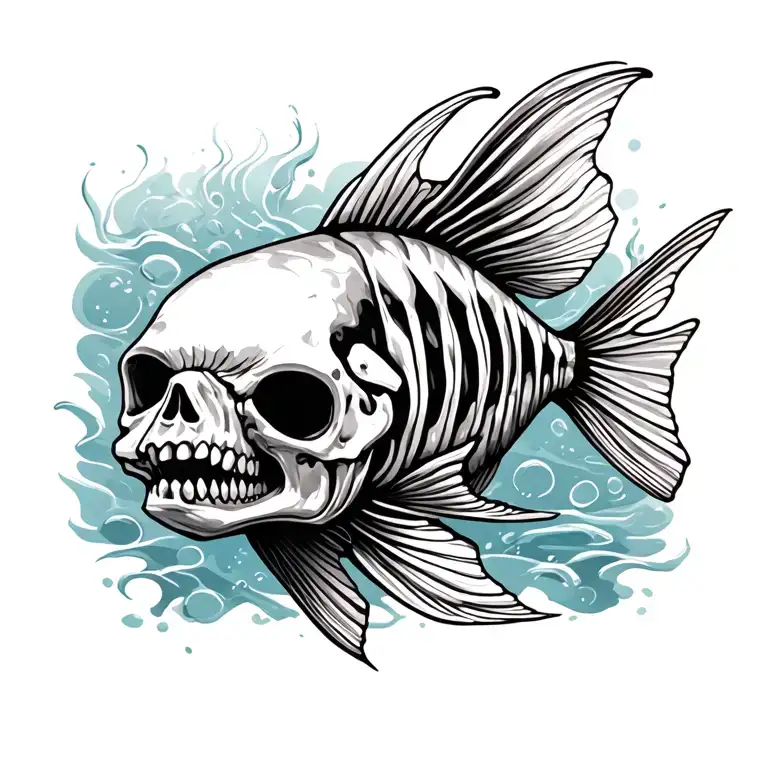 Skeleton Fish Swimming