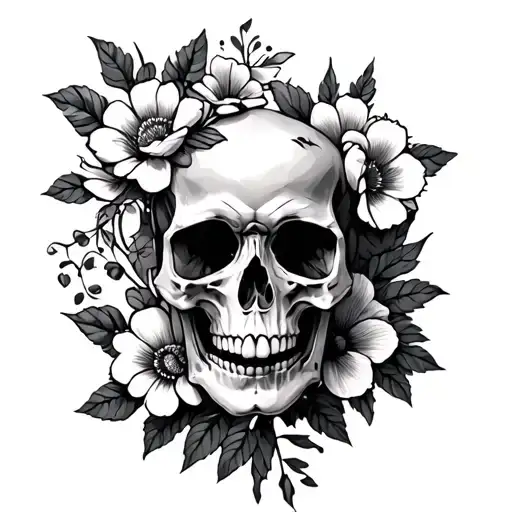 Skull And Flowers