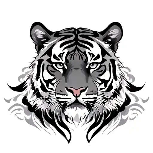 Libra And Tiger Combination Tribal Design