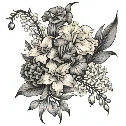 Carnations Gladiolus Narcissus And Lily Of The Valley Bouquet