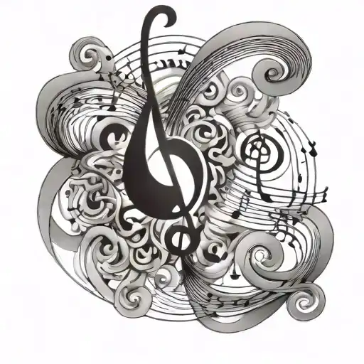 A Tattoo Of A Philosophical Quote Intertwined With Musical Symbols