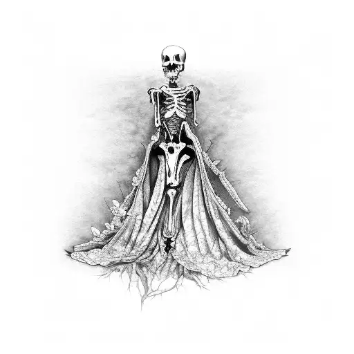 Skeleton In Wedding Dress Trapped Inside Tree Trunk