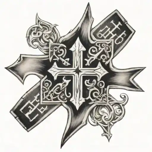 Tetragram Cross With The Word