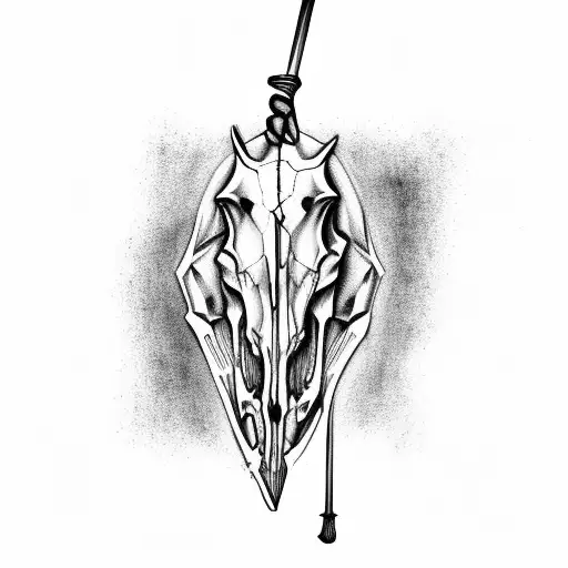 Horse Skull On A Stick Covered By Fabric