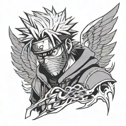 Kakashi Crying From Kamuis Eyes With Susanno Angel Wings